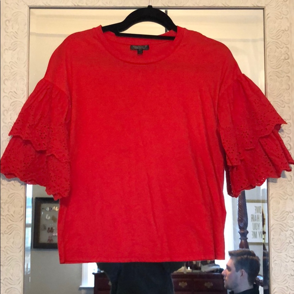 Topshop Ruffle Sleeve Tee
